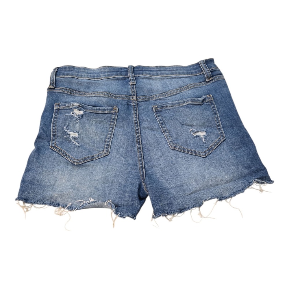 Vervet High Rise Distressed Jean Shorts Button Fly Size 30 Blue - Picture 2 of 7